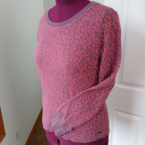 Lucky Brand Tops - Lucky Brand Cheetah Print Long Sleeve Top Large jersey knit pink purple pullover